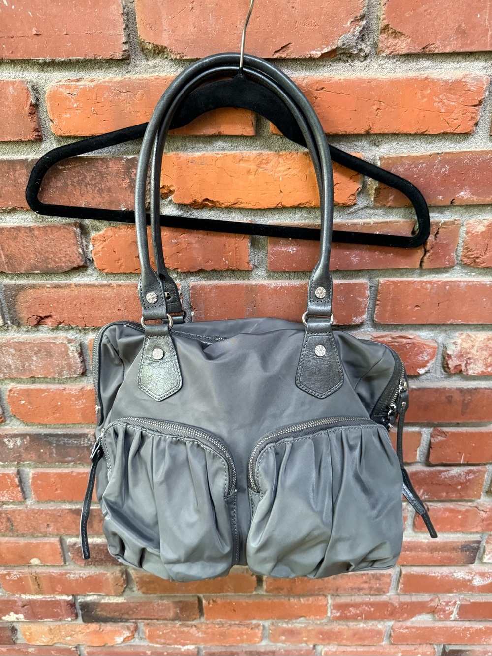 MZ Wallace Gray Gathered Front Shoulder Bag - Women’s Everyday Tote